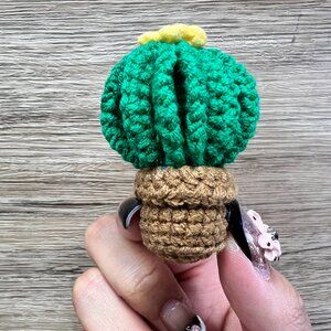 Handmade Amigurumi Crochet Cactus with Yellow Flowers Plushie